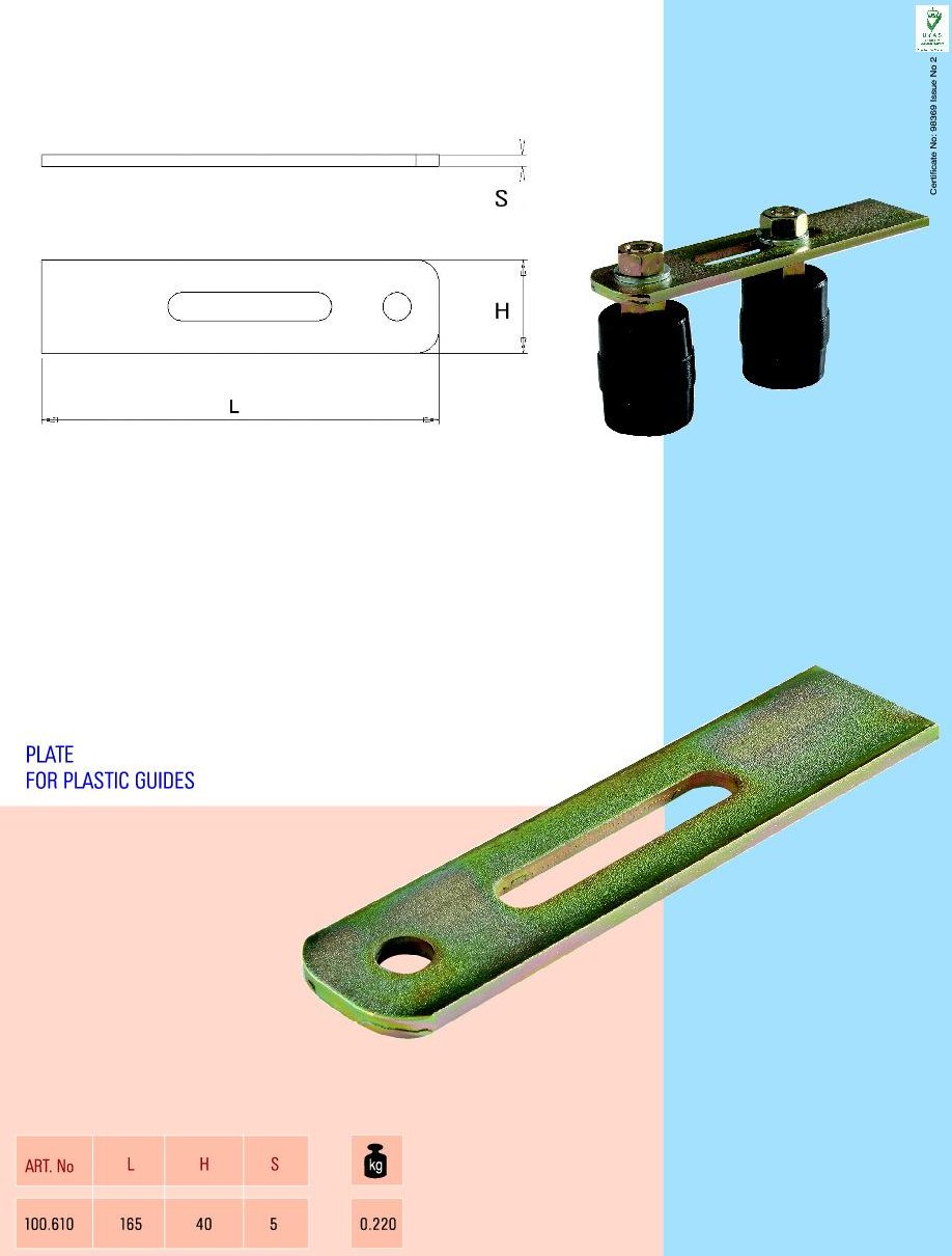 Placa simpla ajustabila pentru ghidaje plastic