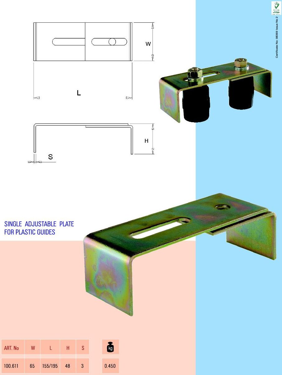 Placa dubla ajustabila pentru ghidaje plastic